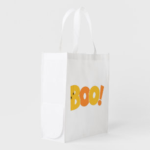 Boo Halloween Typography with Spiders Grocery Bag