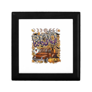 Boo Halloween Vintage Truck Ghost Pumpkins Leopard Gift Box
