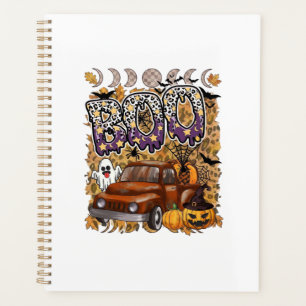 Boo Halloween Vintage Truck Ghost Pumpkins Leopard Planner