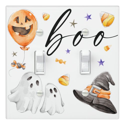 Boo Halloween Watercolor Light Switch Cover