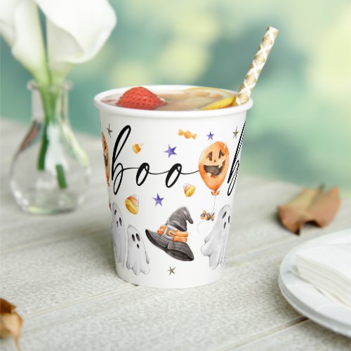 Boo Halloween Watercolor Party Paper Cups