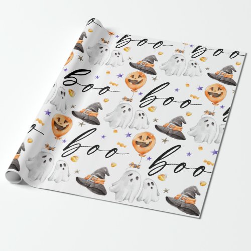 Boo Halloween Watercolor  Wrapping Paper