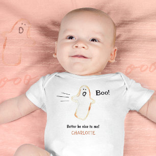 Boo! Hand-Drawn Cute Ghost Baby Bodysuit