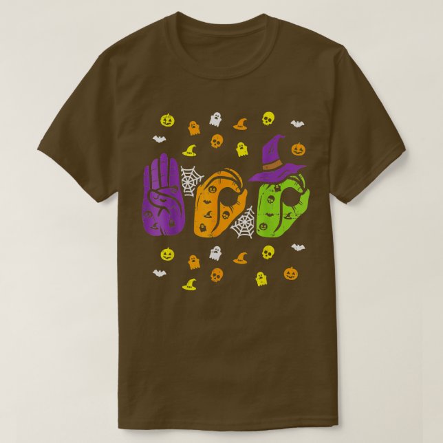 Boo Hands American Sign Language Pride ASL Funny H T-Shirt (Design Front)