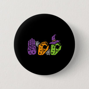 Boo Hands American Sign Language Pride Asl Hallowe Button