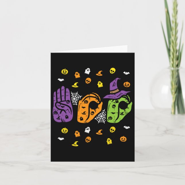 Boo Hands American Sign Language Pride Asl Hallowe Card (Front)