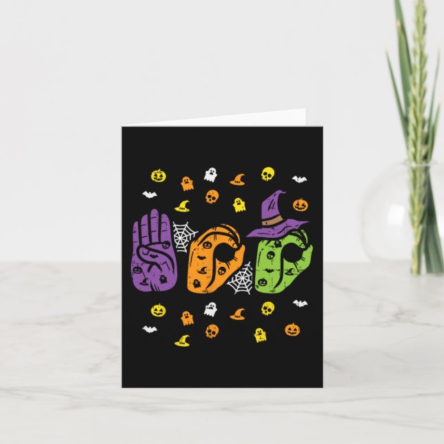 Boo Hands American Sign Language Pride ASL Hallowe Card (Front)