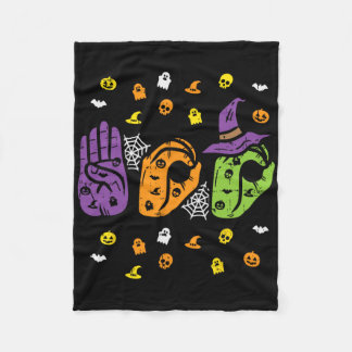 Boo Hands American Sign Language Pride Asl Hallowe Fleece Blanket