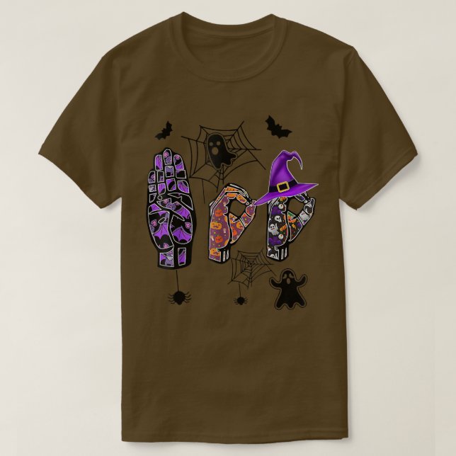 Boo Hands American Sign Language Pride ASL Hallowe T-Shirt (Design Front)