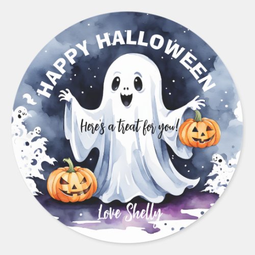 Boo Happy Ghost Halloween sticker