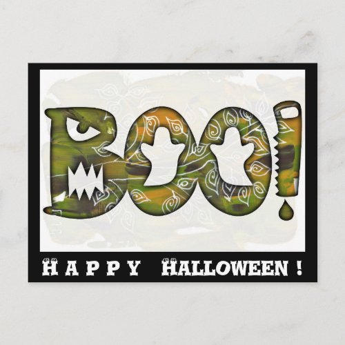 BOO Happy Halloween black _ postcard or invitation