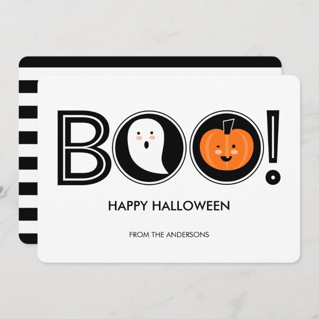 Boo! Happy Halloween Flat Card (Front/Back)