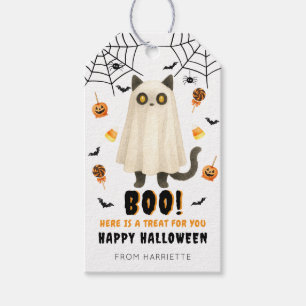 Boo Happy Halloween Ghost Cat Gift Tags