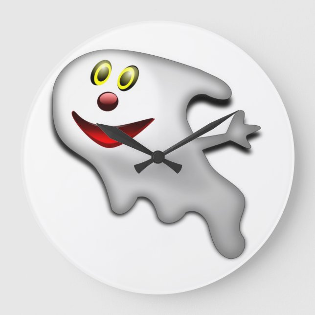 BOO ! HAPPY HALLOWEEN GHOST LARGE CLOCK (Front)