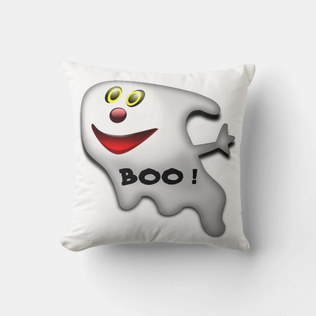 BOO ! HAPPY HALLOWEEN GHOST THROW PILLOW (Front)