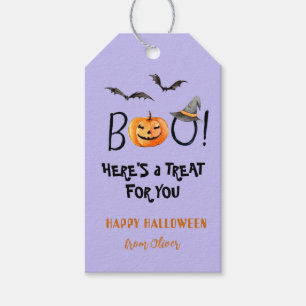 BOO Happy Halloween Pumpkin Treats Purple Gift Tags