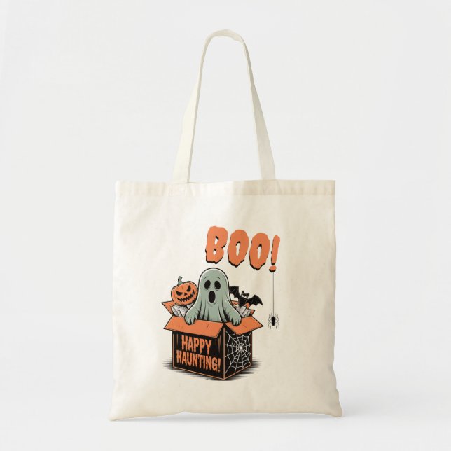 BOO! Happy Halloween Tote Bag (Front)