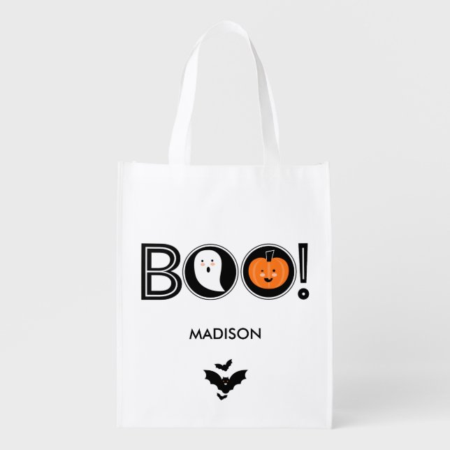 Boo! Happy Halloween Treat Tote Bag (Front)