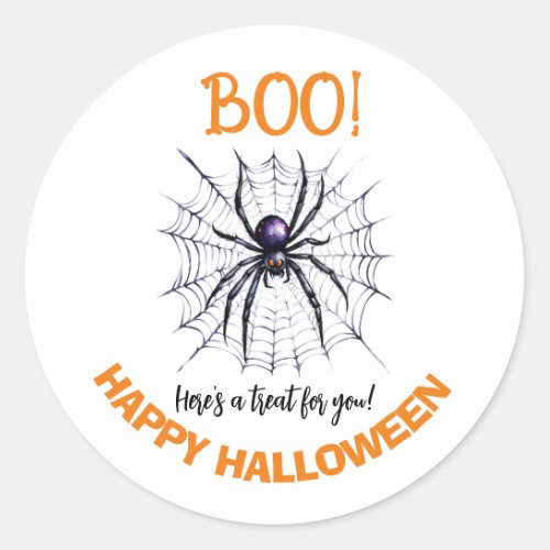 Boo Happy spider web Halloween sticker