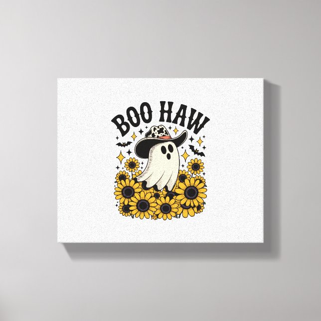 Boo Haw Cow Ghost Western Halloween Canvas Print (Front)