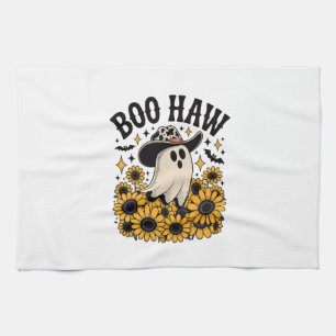 Boo Haw Cow Ghost Western Halloween Kitchen Towel