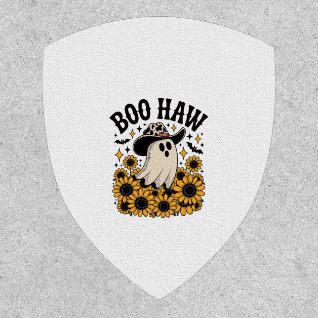 Boo Haw Cow Ghost Western Halloween Patch (Front)