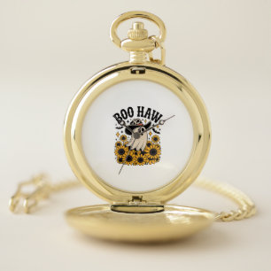Boo Haw Cow Ghost Western Halloween Pocket Watch