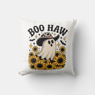 Boo Haw Cow Ghost Western Halloween Throw Pillow