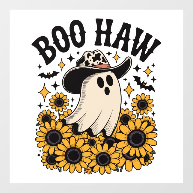 Boo Haw Cow Ghost Western Halloween Wall Decal (Front)