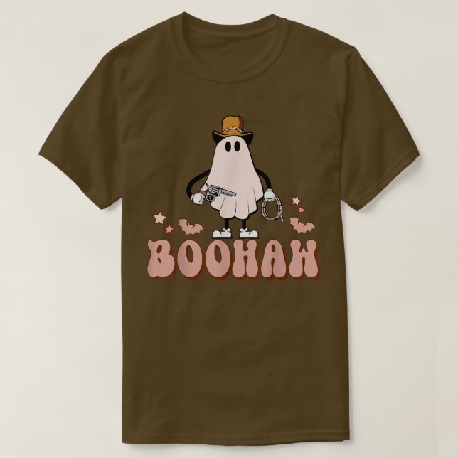 Boo Haw Cowboo Western Fall Autumn Halloween Spook T-Shirt (Design Front)