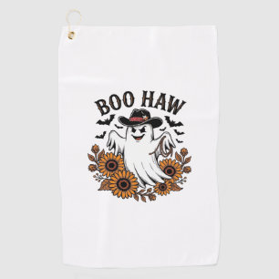 Boo Haw Cowboy Ghost Sunflowers Bats Halloween_1 Golf Towel