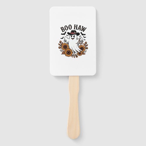 Boo Haw Cowboy Ghost Sunflowers Bats Halloween_1 Hand Fan