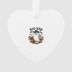 Boo Haw Cowboy Ghost Sunflowers Bats Halloween_1 Ornament