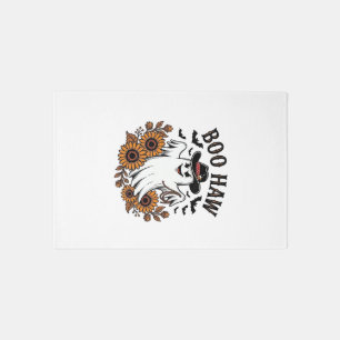 Boo Haw Cowboy Ghost Sunflowers Bats Halloween_1 Rug