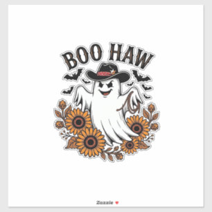 Boo Haw Cowboy Ghost Sunflowers Bats Halloween_1 Sticker