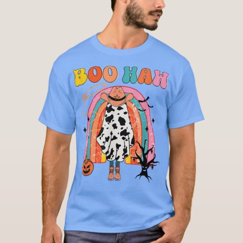 Boo Haw Cowboy Halloween Cowgirl Ghost Western Ret T_Shirt