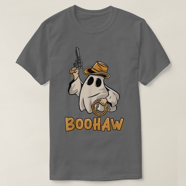 Boo HAW Cowboy Retro Western Ghost Halloween Party T-Shirt (Design Front)