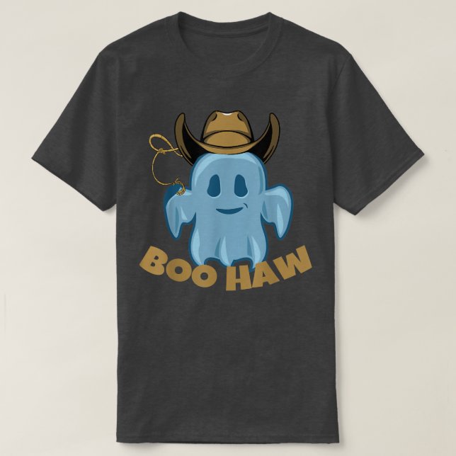 Boo haw cowgirl cowboy ghost western funny Hallowe T-Shirt (Design Front)