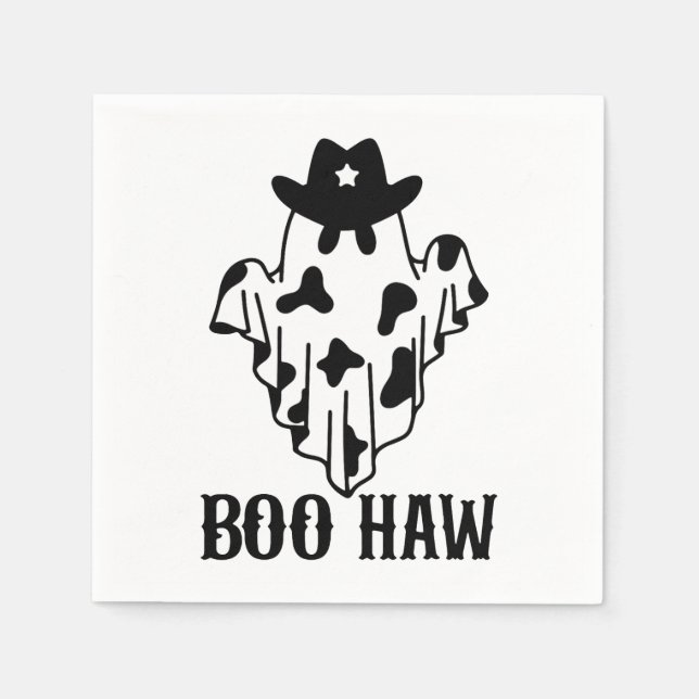 Boo Haw Funny Halloween Costume Ghost Western Spoo Napkins (Front)