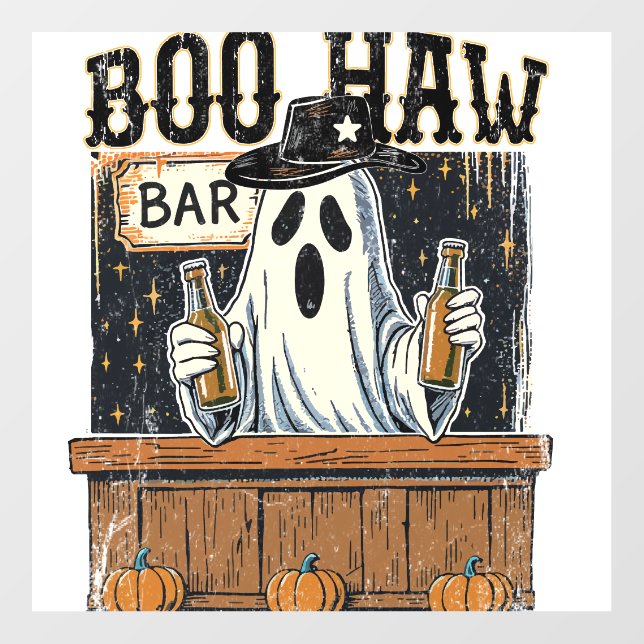 Boo Haw Retro Western Halloween Wall Decal (Front)