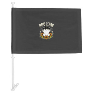 Boo Haw Western Halloween Ghost Design Car Flag