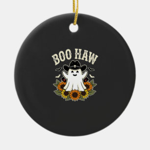 Boo Haw Western Halloween Ghost Design Ceramic Ornament