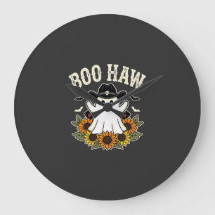 Boo Haw Western Halloween Ghost Design Large Clock