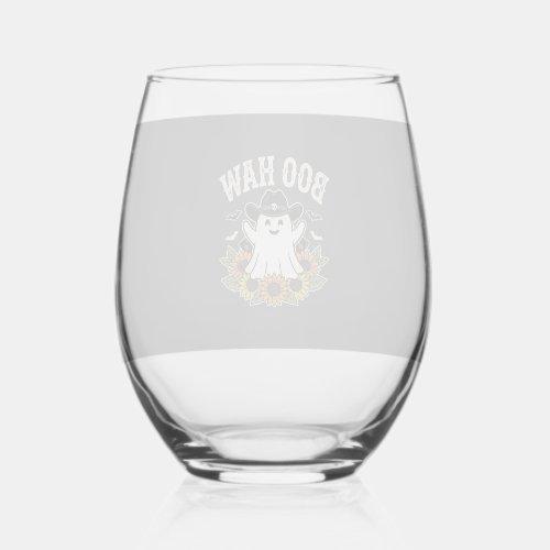 Boo Haw Western Halloween Ghost Design Stemless Wine Glass