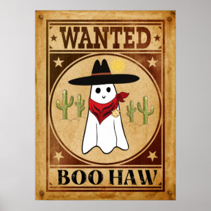 Boo Haw! Western Vintage Retro Cowboy Ghost Wanted Poster