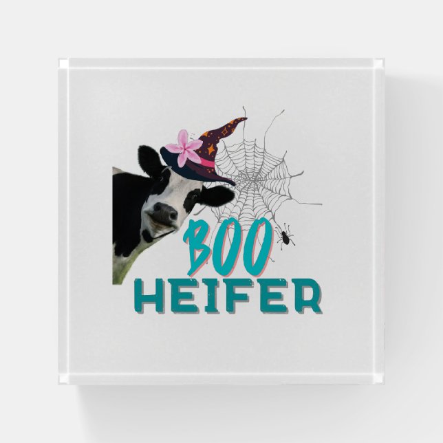 Boo Heifer- Funny Halloween Cow Quotes  T-Shirt To Paperweight (Front)