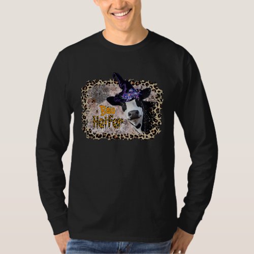 Boo Heifer Leopard Print Halloween Witch Lady Heif T_Shirt