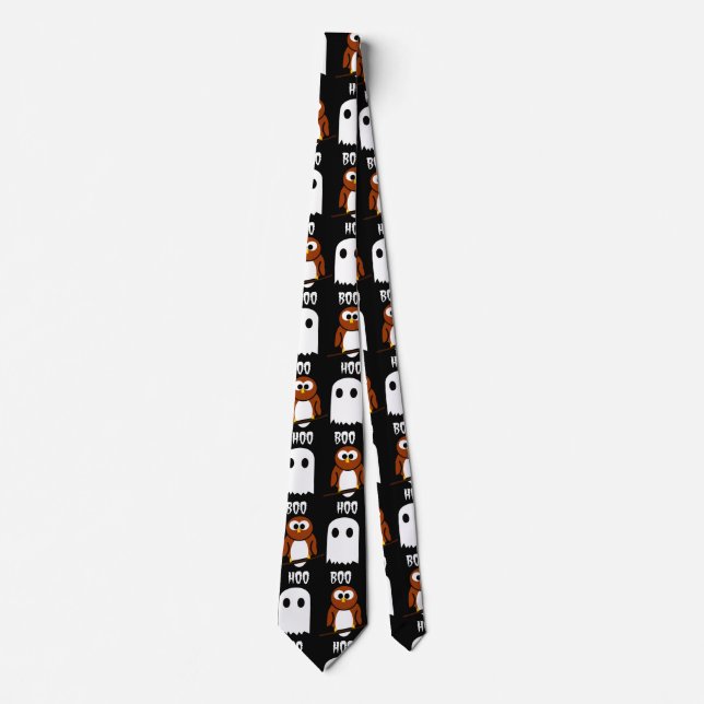 Boo Hoo Owl and Ghost Neck Tie (Front)