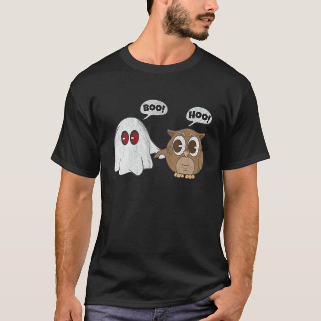 Boo Hoo Owl Ghost Halloween Nice Best Friend T-Shirt (Front)