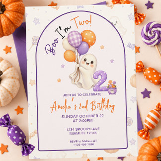 Boo I’m Two Halloween 2nd Birthday Invitation